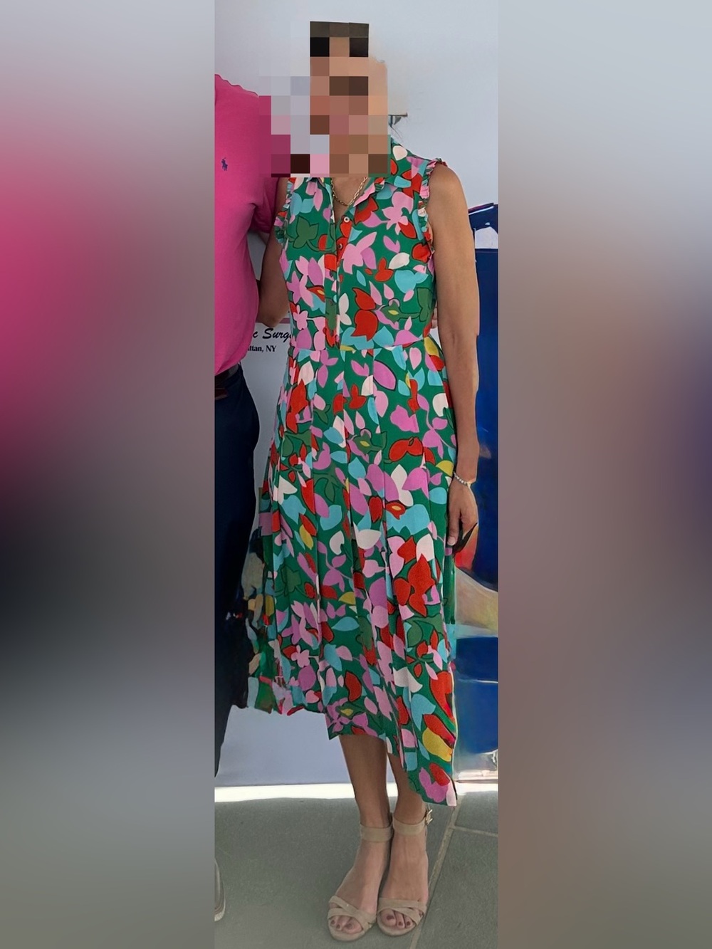 J. Crew Green Floral Sleeveless Button-Front Midi Dress
